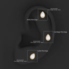 Solitaire Diamond Teardrop Stud Earring for Helix Piercing Natural - ( HI-SI ) - Rosec Jewels