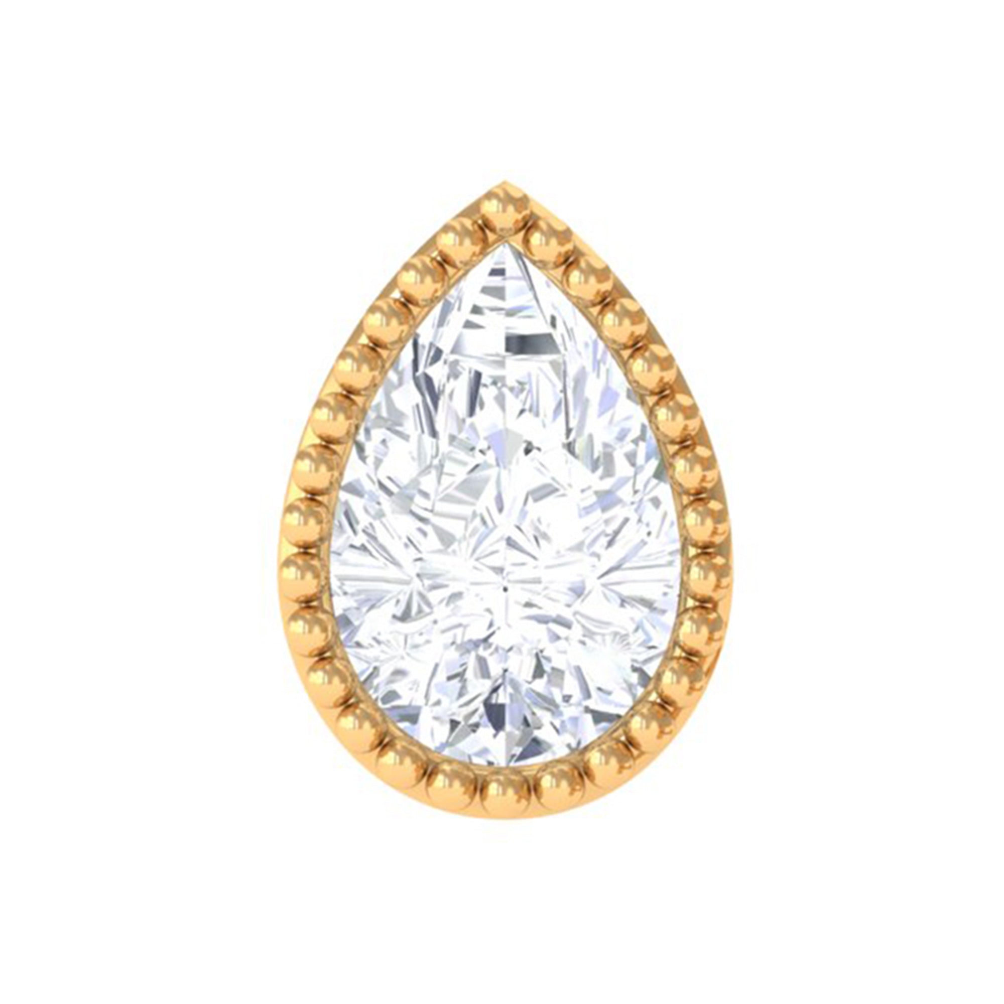 Solitaire Diamond Teardrop Stud Earring for Helix Piercing Natural - ( HI-SI ) - Rosec Jewels