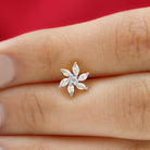 Marquise Moissanite Flower Cartilage Earring Moissanite - ( D-VS1 ) - Color and Clarity - Rosec Jewels