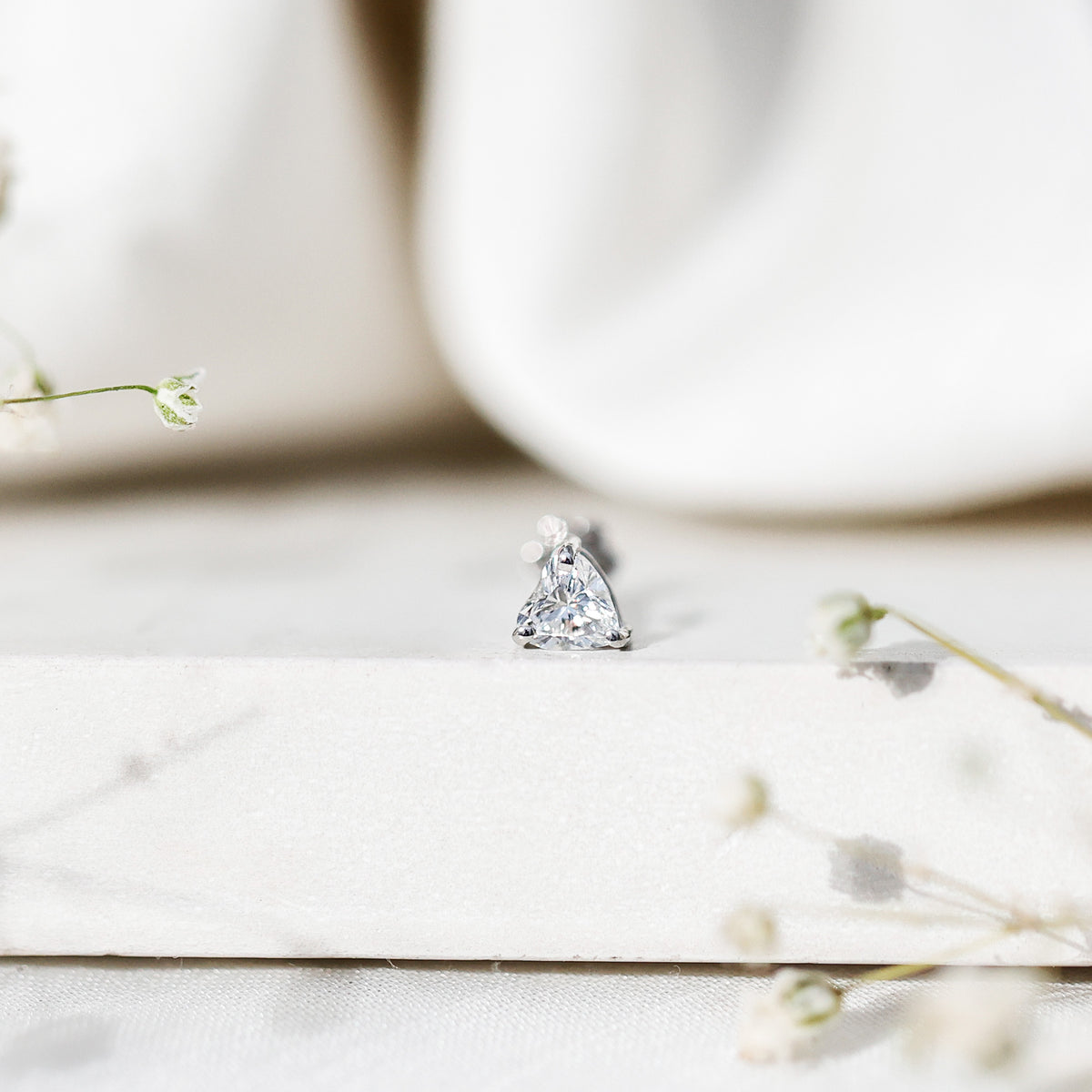 Heart Shape Moissanite Earring for Tragus Piercing D-VS1 - Rosec Jewels