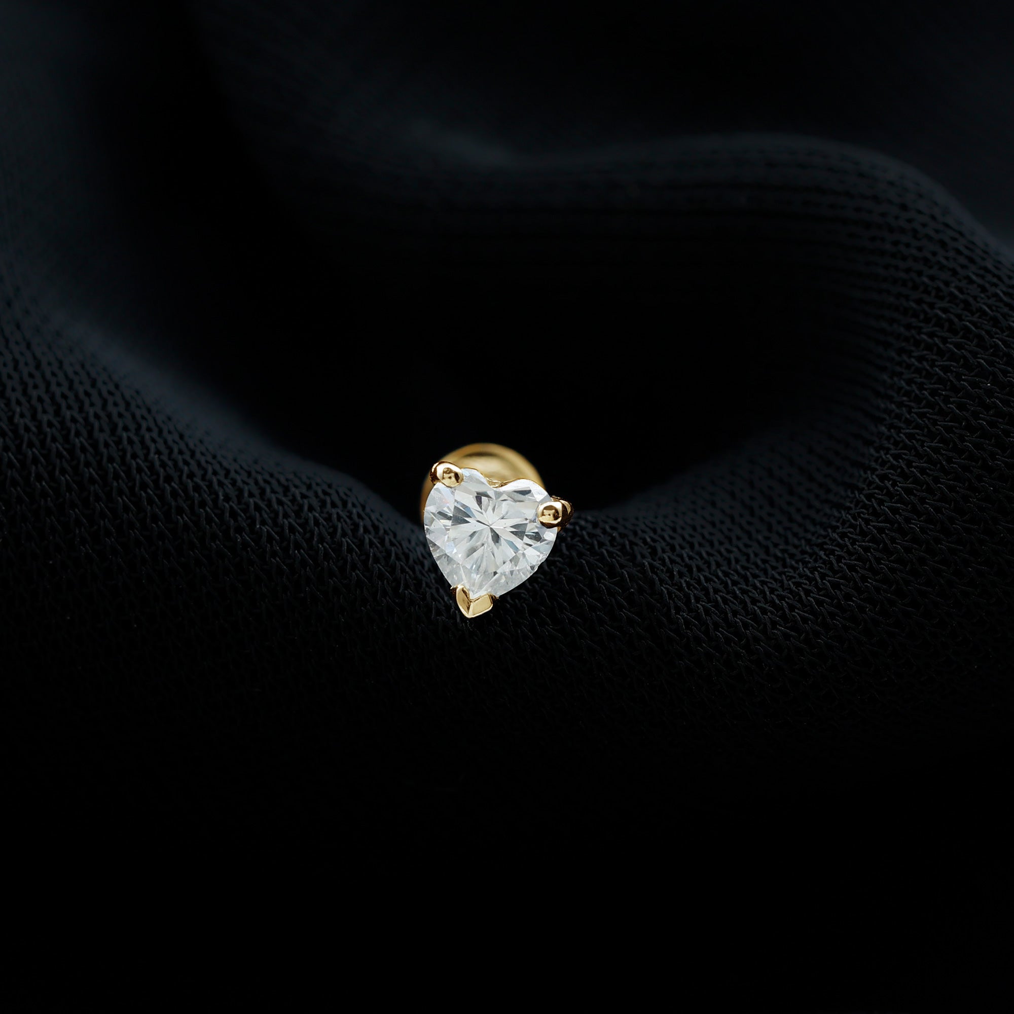 Heart Shape Moissanite Earring for Tragus Piercing D-VS1 - Rosec Jewels