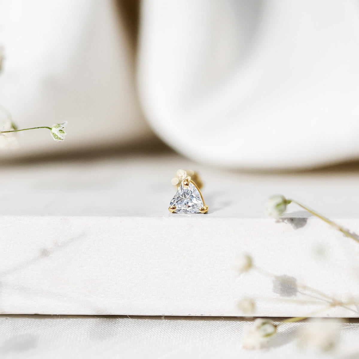 Heart Shape Moissanite Earring for Tragus Piercing D-VS1 - Rosec Jewels