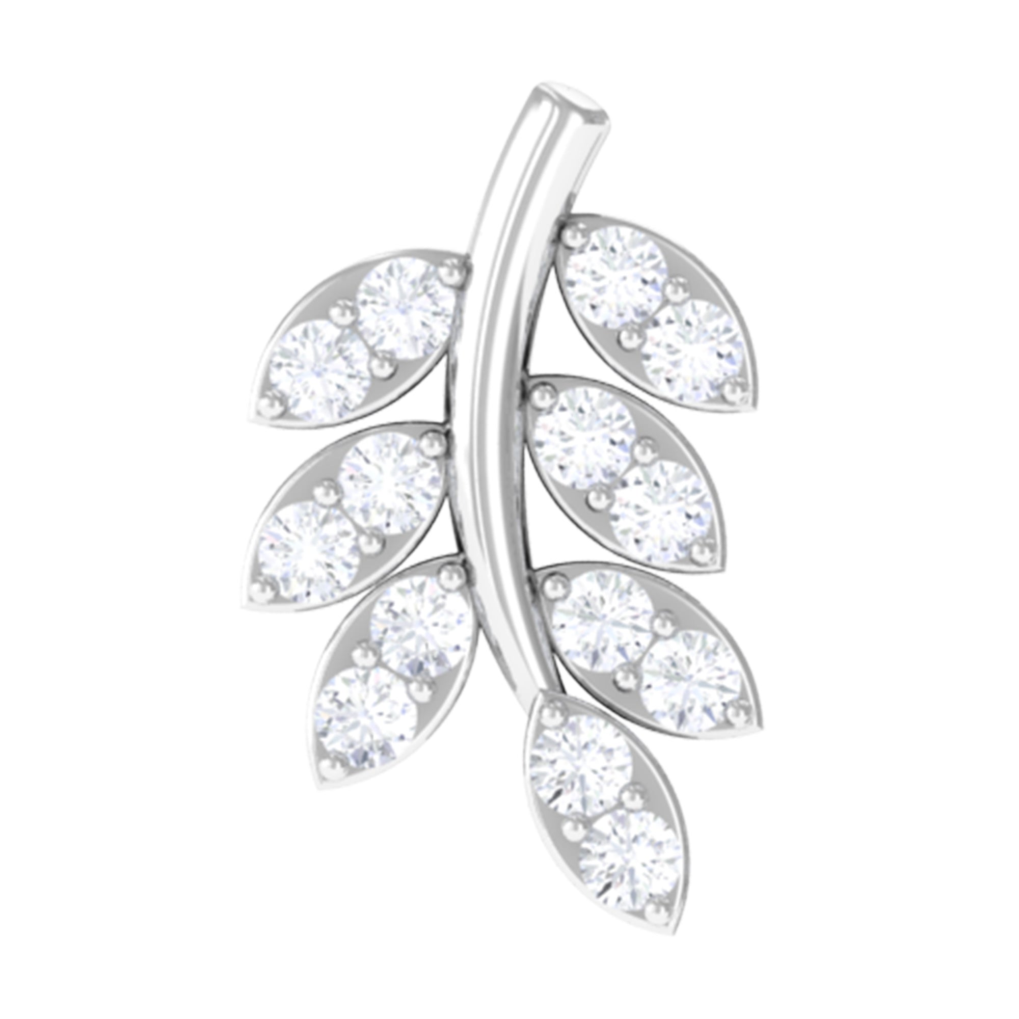 Natural Diamond Olive Leaf Earring for Cartilage Piercing Natural - ( HI-SI ) - Rosec Jewels