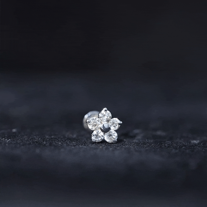 Certified Moissanite Flower Conch Earring for Women D-VS1 - Rosec Jewels