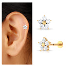 Certified Moissanite Flower Conch Earring for Women D-VS1 - Rosec Jewels