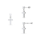 Moissanite Cross Dangly Earring for Helix Piercing D-VS1 - Rosec Jewels