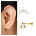 Marquise Moissanite Gold Flower Earring for Helix Piercing Moissanite - ( D-VS1 ) - Color and Clarity - Rosec Jewels