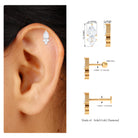 Pear and Round Cut Moissanite Cluster Cartilage Earring Moissanite - ( D-VS1 ) - Color and Clarity - Rosec Jewels