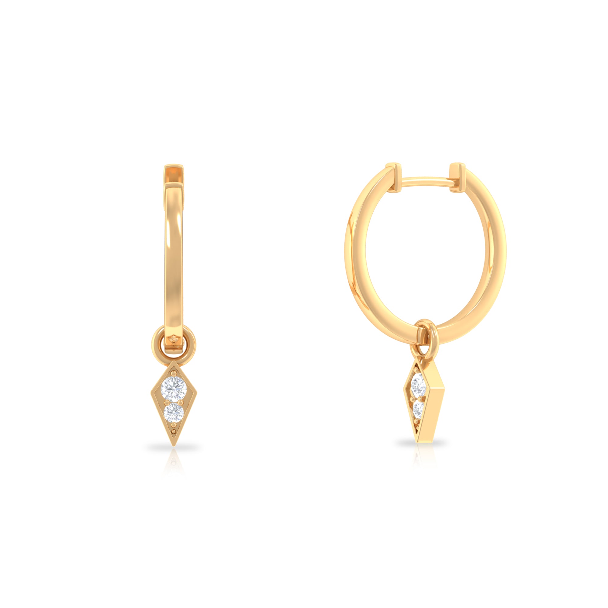Minimalist Moissanite Hoop Drop Earring for Upper Lobe Piercing Moissanite - ( D-VS1 ) - Color and Clarity - Rosec Jewels