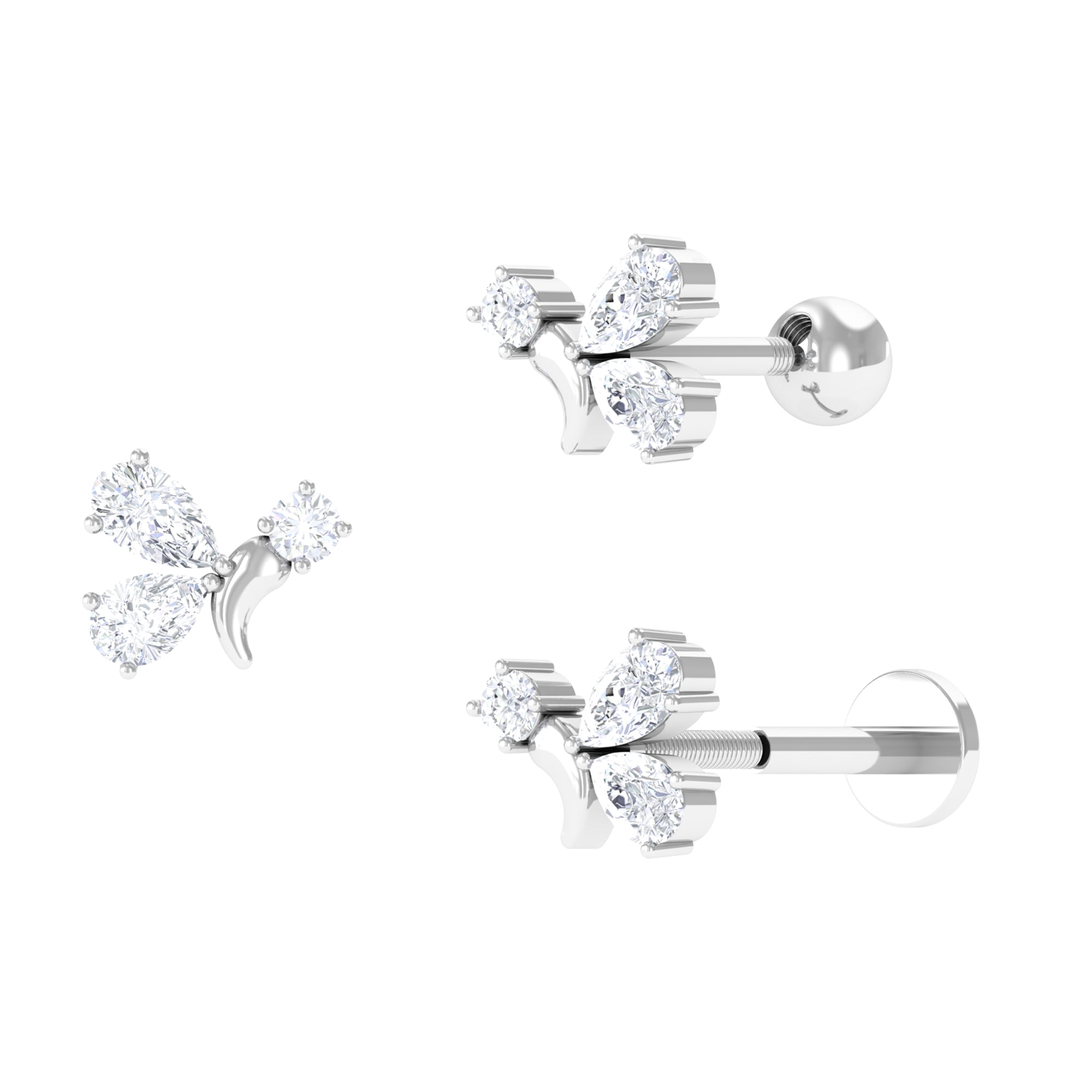 Dainty Moissanite Fly Earring for Helix Piercing Moissanite - ( D-VS1 ) - Color and Clarity - Rosec Jewels