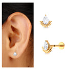 Pear Shape Moissanite Unique Cartilage Earring D-VS1 - Rosec Jewels