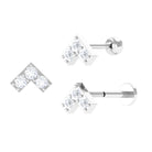 Round Moissanite Chevron Tragus Earring in Gold Moissanite - ( D-VS1 ) - Color and Clarity - Rosec Jewels