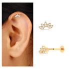 Natural Round Diamond Flower Earring for Helix Piercing Natural - ( HI-SI ) - Rosec Jewels