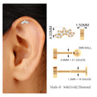 Natural Round Diamond Flower Earring for Helix Piercing Natural - ( HI-SI ) - Rosec Jewels