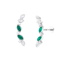 Rosec Jewels-Marquise Emerald Crawler Earring with Moissanite