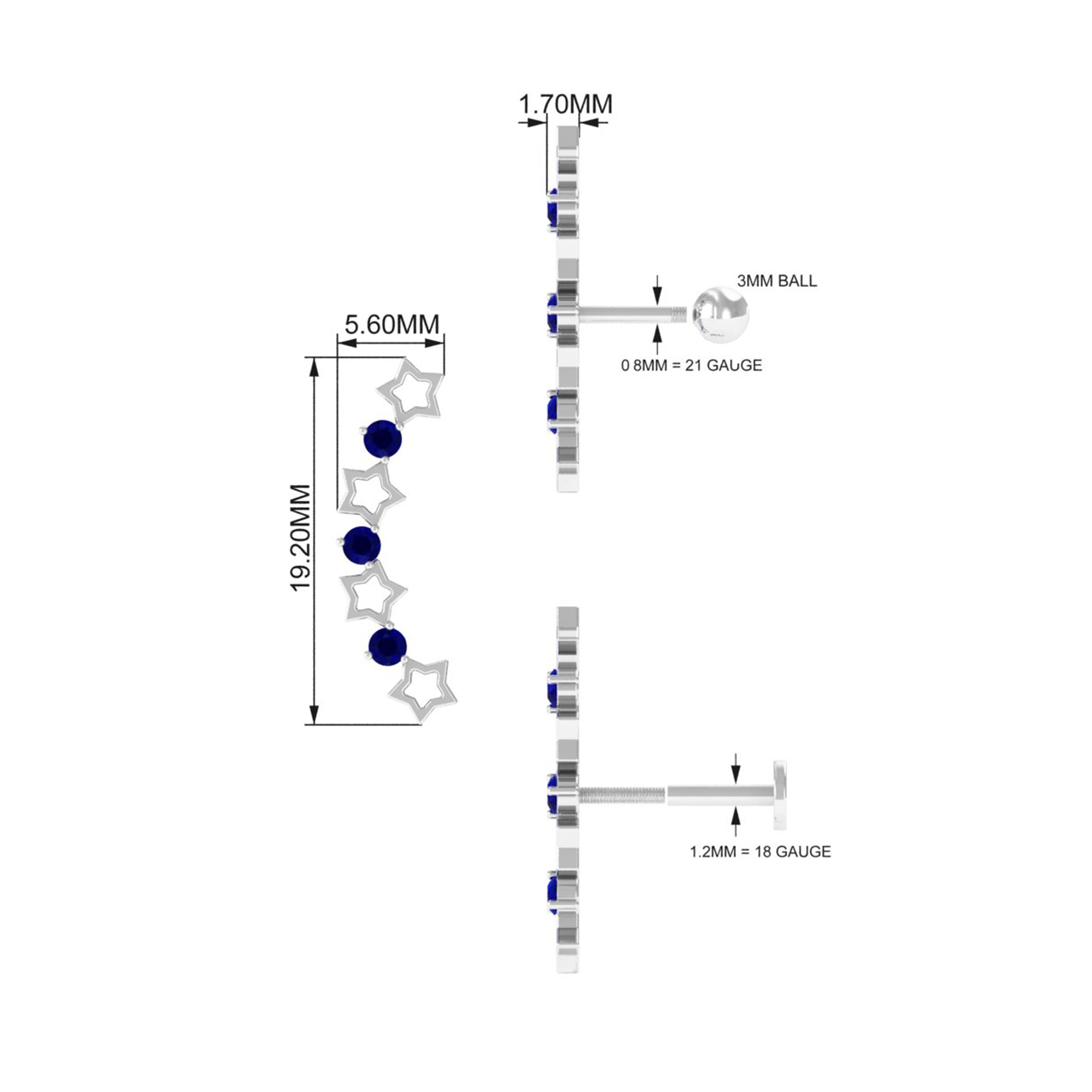 Rosec Jewels-Natural Blue Sapphire Celestial Climber Earring