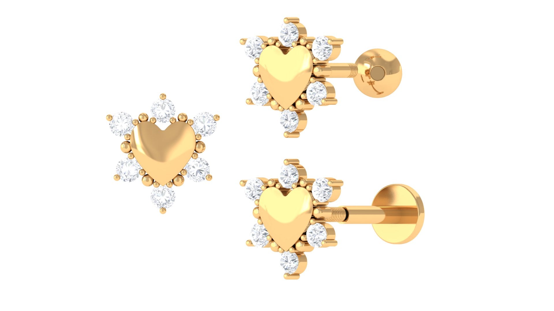 Diamond Heart Upper Lobe Earring