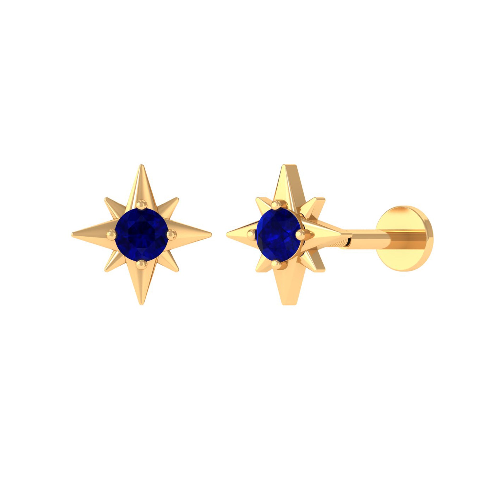 Rosec Jewels-Blue Sapphire Starburst Earring for Conch Piercing