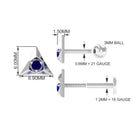 Rosec Jewels-Blue Sapphire Triangle Earring for Helix Piercing