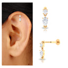 Pear Cut Moissanite Drop Earring for Cartilage Piercing Moissanite - ( D-VS1 ) - Color and Clarity - Rosec Jewels