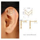 Certified Moissanite Double Chain Helix Earring in Gold Moissanite - ( D-VS1 ) - Color and Clarity - Rosec Jewels