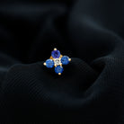 Rosec Jewels-Blue Sapphire and Moissanite Flower Earring for Rook Piercing