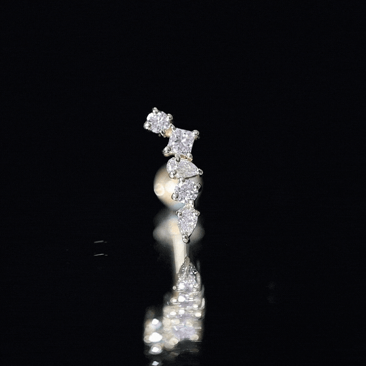 Certified Moissanite Crawler Earring in Prong Setting D-VS1 - Rosec Jewels