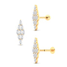 Marquise Moissanite Rhombus Helix Earring in Gold Moissanite - ( D-VS1 ) - Color and Clarity - Rosec Jewels