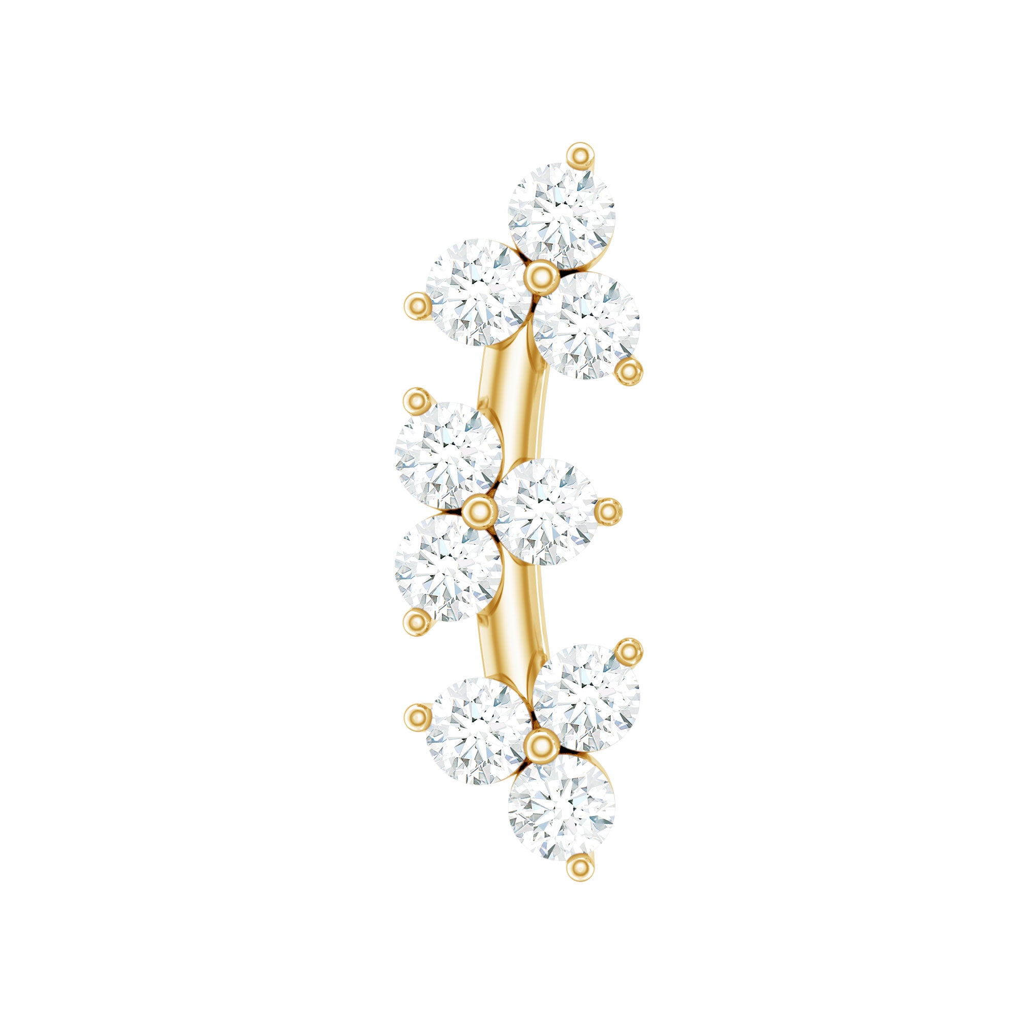 Unique Moissanite Cartilage Climber Earring in Gold