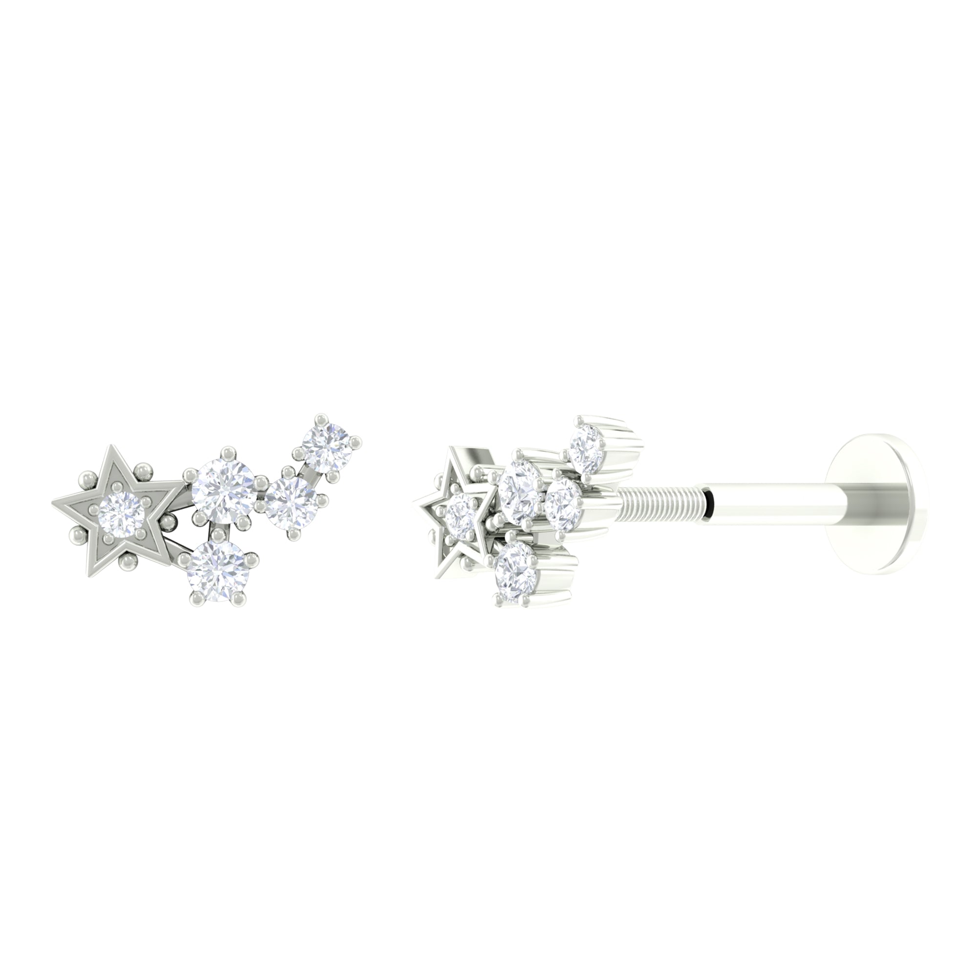 Diamond Gold Celestial Crawler Earring for Cartilage Piercing Diamond - ( HI-SI ) - Color and Clarity - Rosec Jewels