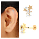 Rosec Jewels-Round Cut Natural Diamond Gold Star Cartilage Earring