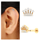 Moissanite Crown Helix Earring with Gold Beaded Moissanite - ( D-VS1 ) - Color and Clarity - Rosec Jewels