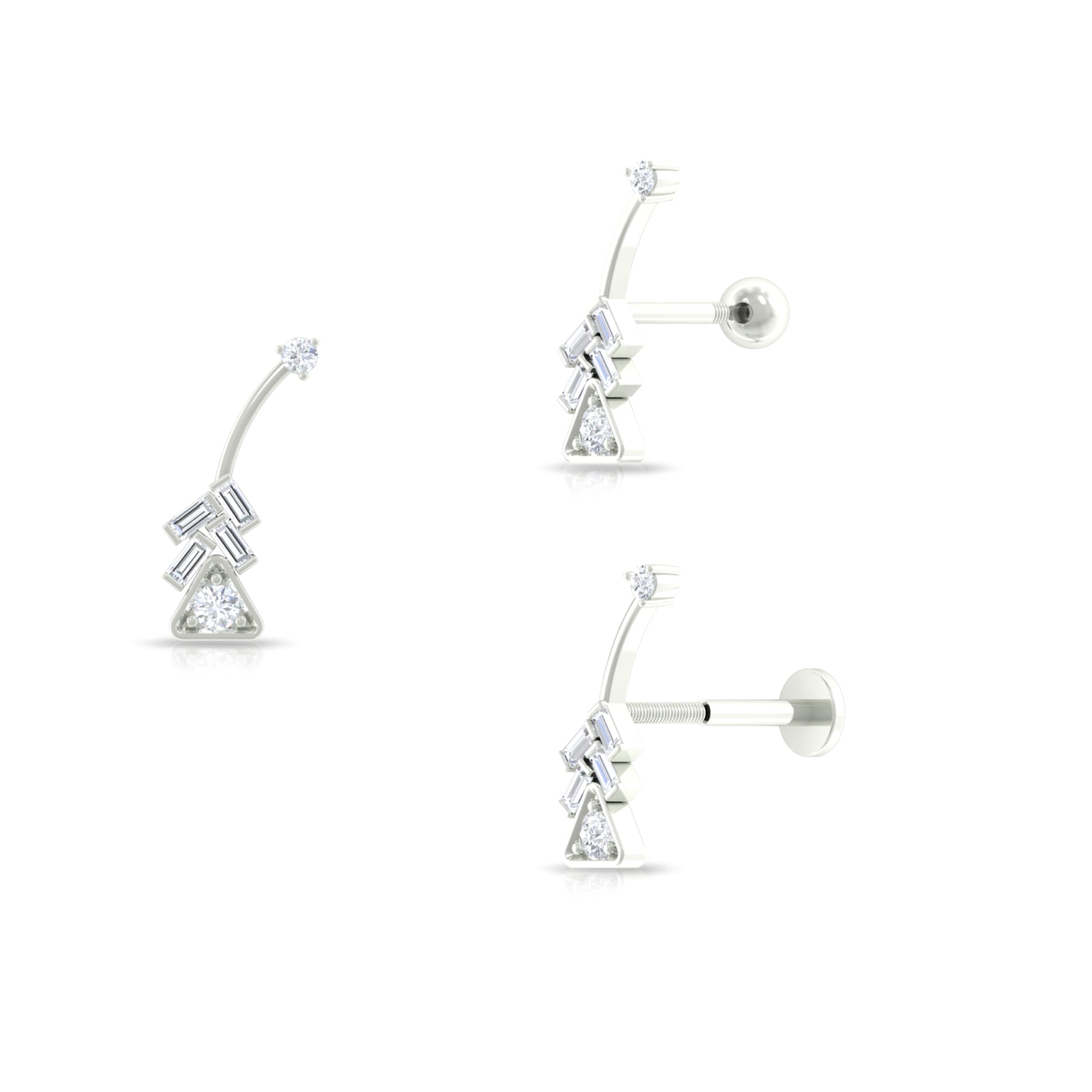 Moissanite Arrow Crawler Earring for Helix Piercing Moissanite - ( D-VS1 ) - Color and Clarity - Rosec Jewels