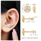 Moissanite Gold Round Cartilage Stud Earring Moissanite - ( D-VS1 ) - Color and Clarity - Rosec Jewels