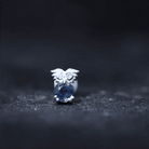 Blue Sapphire and Lab Grown Diamond Owl Helix Earring AAA - Rosec Jewels