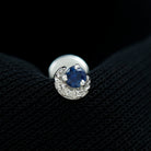 Dainty Blue Sapphire and Diamond Moon Helix Earring AAA - Rosec Jewels