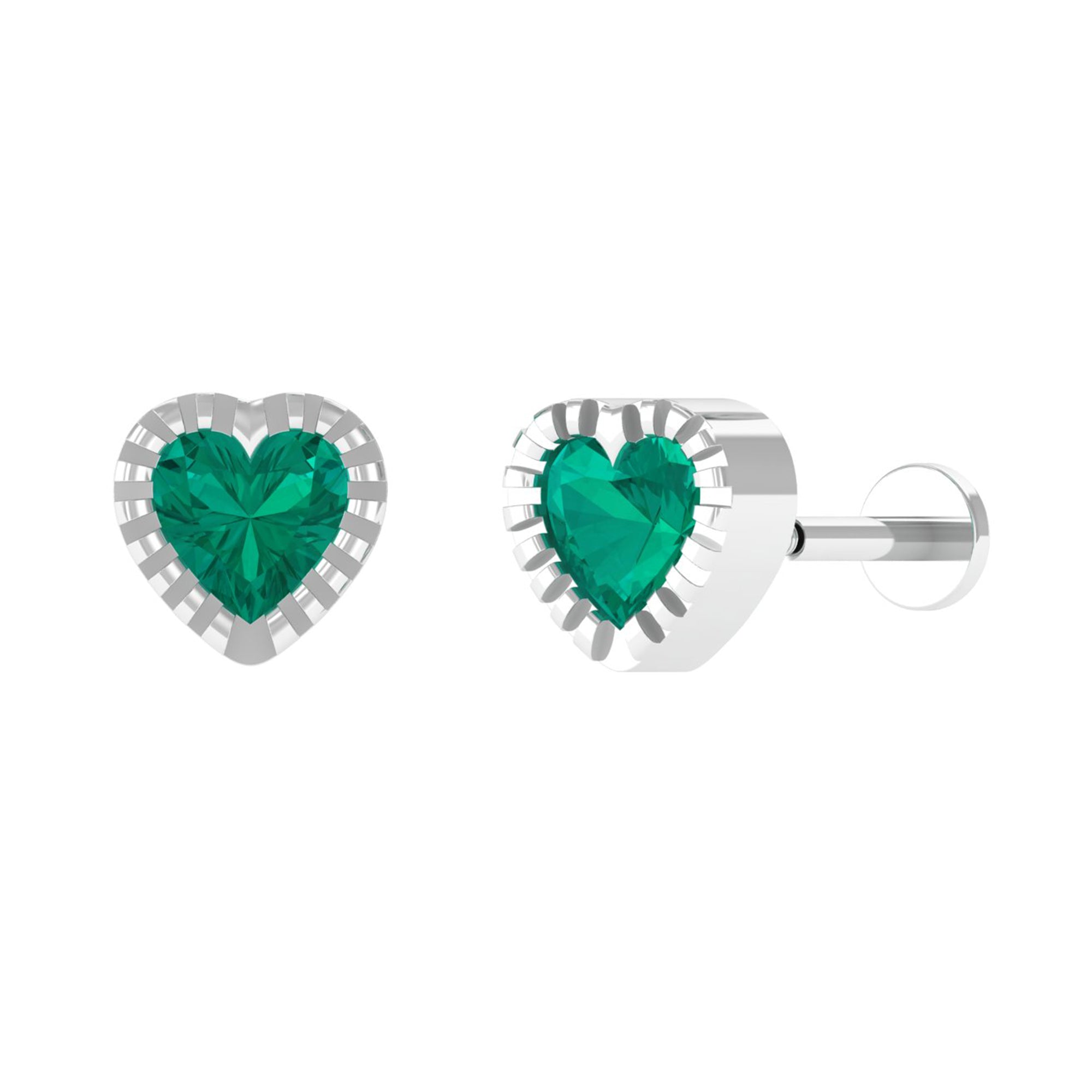 Rosec Jewels-Natural Emerald Heart Earring for Helix Piercing