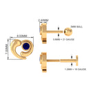 Rosec Jewels-Natural Blue Sapphire Heart Earring for Helix Piercing