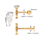 Rosec Jewels-Pear Shape Diamond 3 Stone Earring for Tragus Piercing