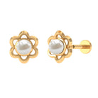 Rosec Jewels-Freshwater Pearl Flower Earring for Upper Lobe Piercing