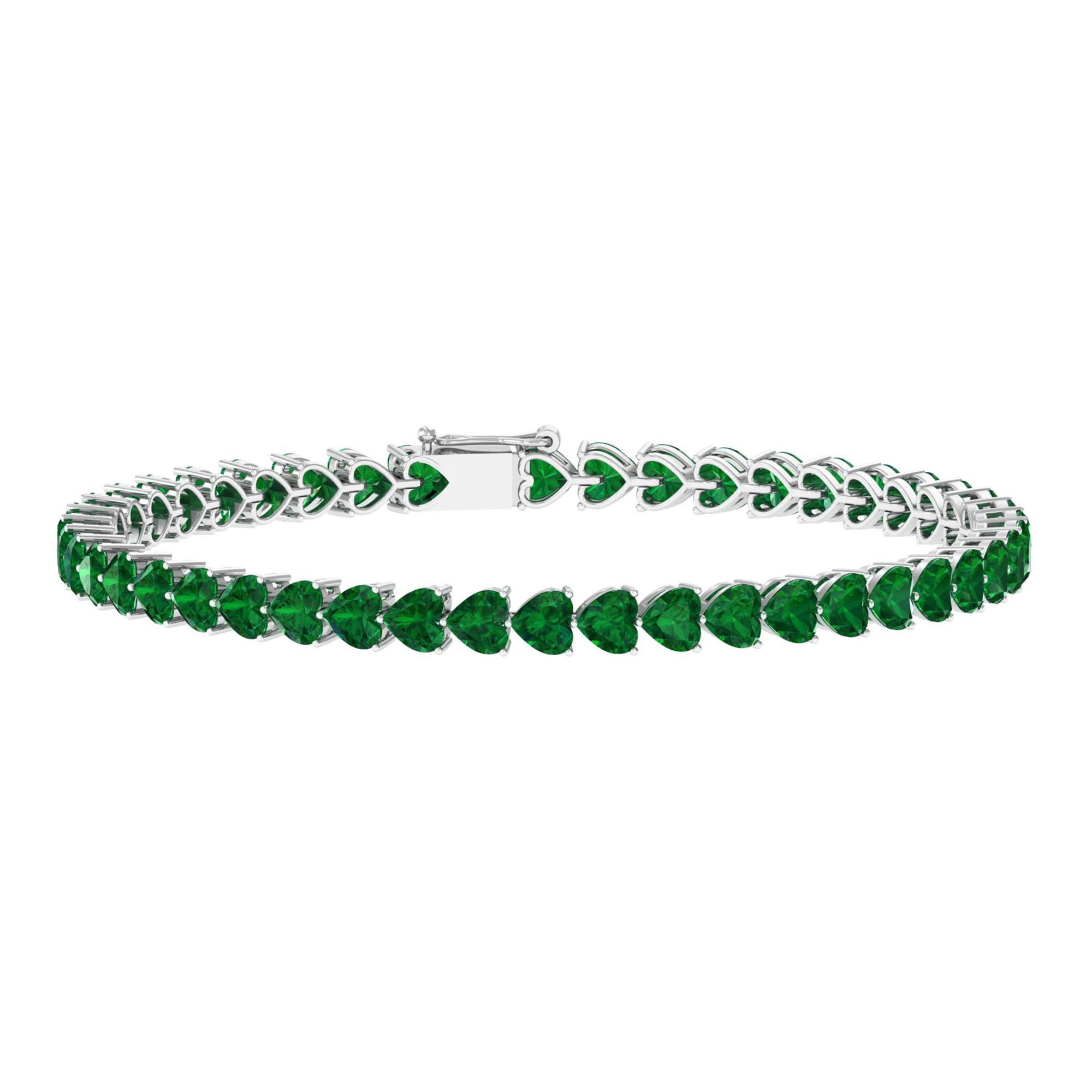 Rosec Jewels-Lab Grown Emerald Heart Tennis Bracelet