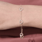 Certified Diamond Heart Chain Bracelet in Prong Setting Lab - ( EF-VS ) - Rosec Jewels