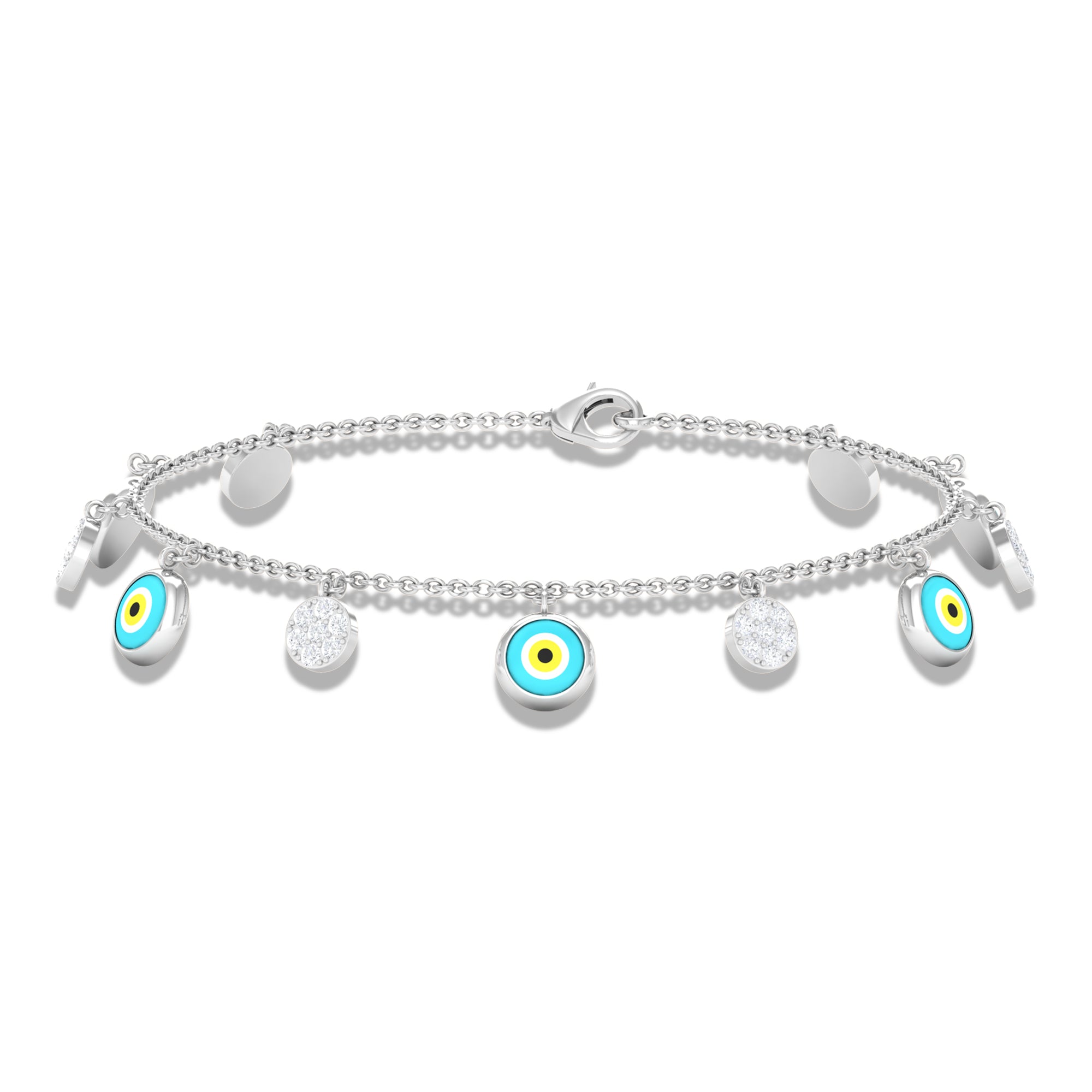 Rosec Jewels-Diamond Evil Eye Chain Charm Bracelet