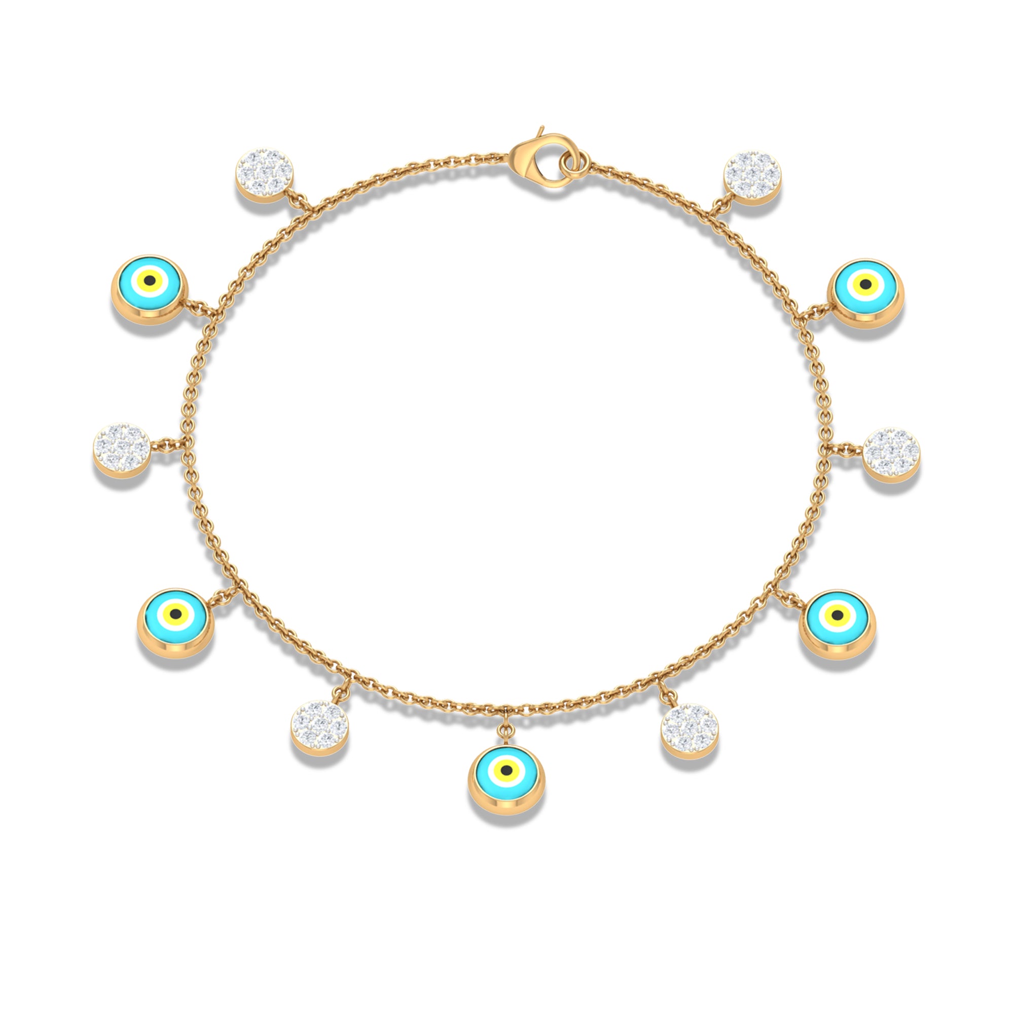 Rosec Jewels-Diamond Evil Eye Chain Charm Bracelet