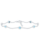 Bezel Set Aquamarine Station Bracelet for Women AAA - Rosec Jewels