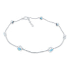 Bezel Set Aquamarine Station Bracelet for Women AAA - Rosec Jewels