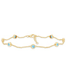 Bezel Set Aquamarine Station Bracelet for Women AAA - Rosec Jewels