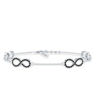 Certified Lab Grown Black Diamond Infinity Chain Bracelet AAAA ( Synthetic ) - Rosec Jewels