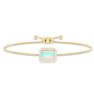 2 Carat Emerald Cut Ethiopian Opal and Diamond Bolo Chain Bracelet AAA - Rosec Jewels