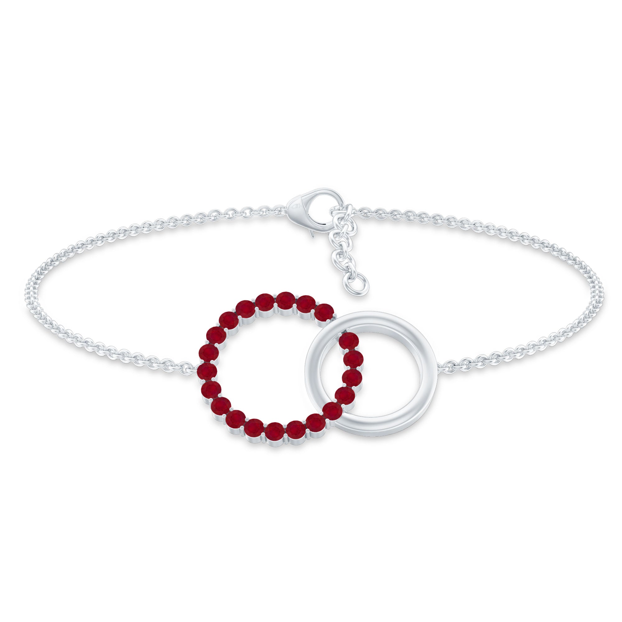 Natural Ruby Interlock Eternity Bracelet with Certificate AAA - Rosec Jewels